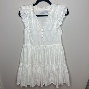 Greylin White Mini‎ Dress with Ruffle Sleeves